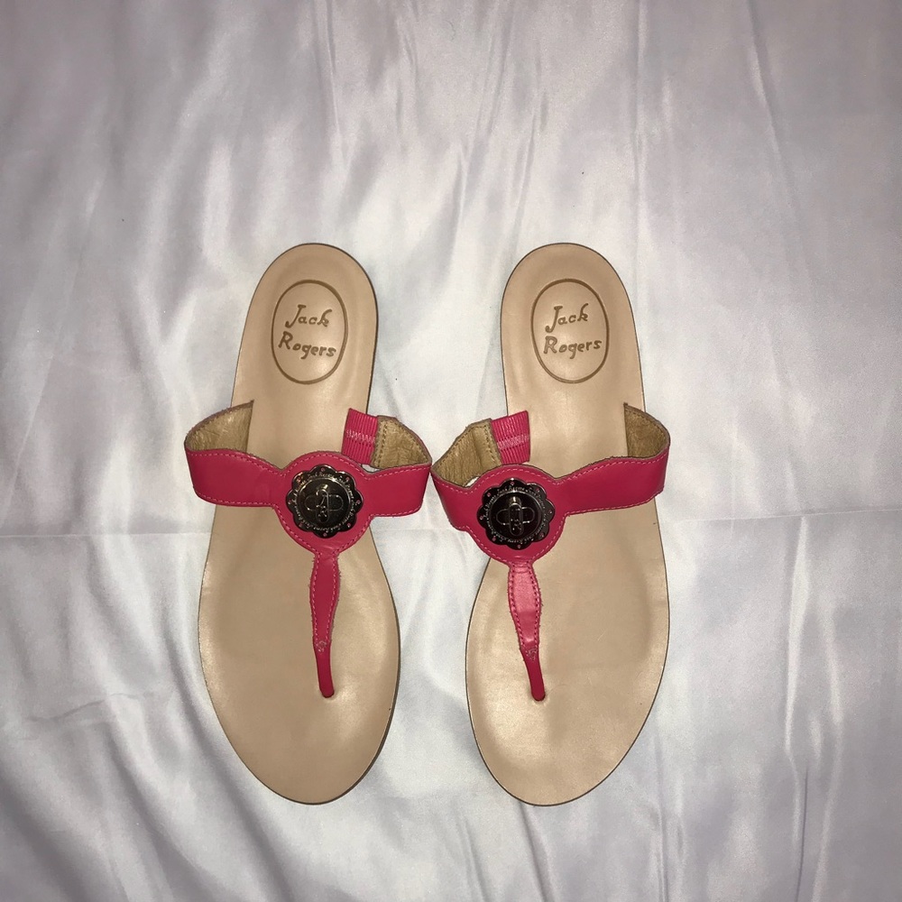 Jack Rogers pink leather sandals size 8. EUC